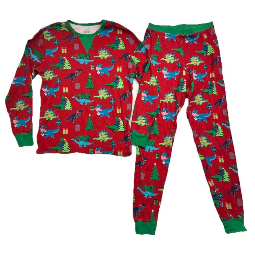 Wondershop Pajama Set Mens S Red Dinosaur Christmas 2 Pcs Cotton Sleepwear